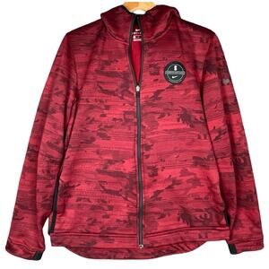 NIKE Kyrie Irving XL Dry Fit Zip‎ Up Hoodie Red Black Logo Basketball Mavericks